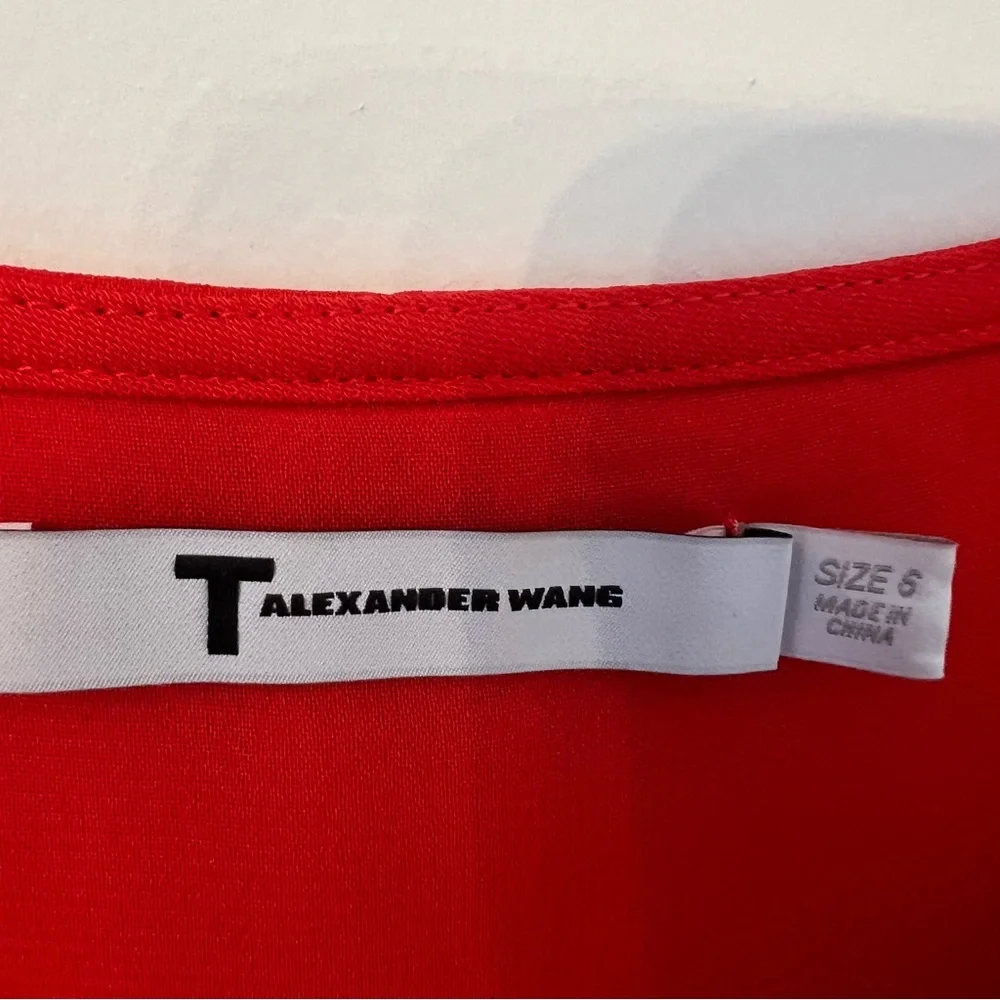 ALEXANDER WANG Cold Shoulder V Neck Crepe Midi Dress in Red Size 6